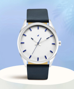 Fastrack Fastrack After Dark White Dial Blue Leather Strap Analog Watch ...
