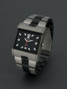 IIK Collection IIK-027M Men's Black Studded Watch - Image 1
