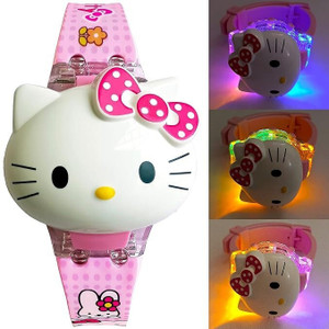MAAN INTERNATIONAL Hello Kitty Digital Watch Kids Hello kitty Music Play Glowing Light Cartoon Cap Cover Digital Watch घड़ी - लड़कों और लड़कियों के लिए