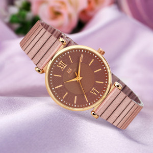 IIK Collection IIK-3215W Watch for Women Round Peach Dial Metal Bracelet Chain Strap Girls Analog Watch  - For Women