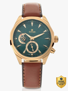 Titan Maritime Green Dial Brown Leather Watch - Image 6