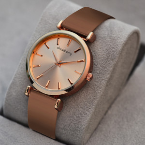 Dressberry Minimalist Rose Gold Dial with Glossy Strap Analog Watch  - For Women