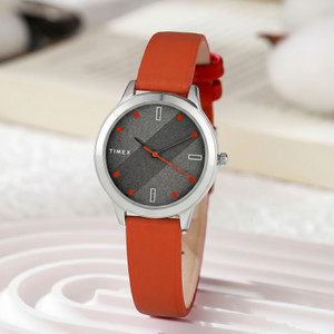 TIMEX TWTL10101 Grey Dial Genuine Leather Strap Analog Watch - For Women