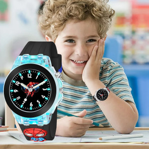 CERO SuperHero Cartoon Character Multicolor Lights 3D Silicone Strap Analog Watch  - For Boys & Girls