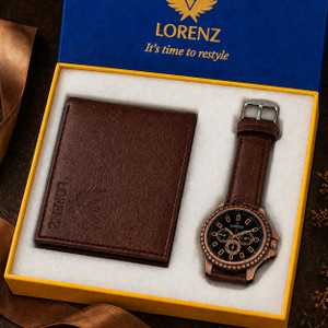 LORENZ CM-1054WL-BRN Combo Gift Set of Men's Wallet & Analog Watch  - For Men