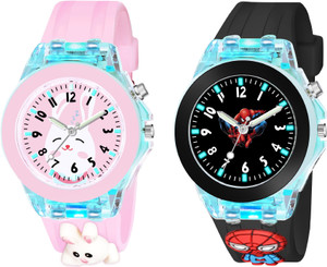MAAN INTERNATIONAL Kids-Rebit-Spider Man Multicolor Lights 3D Cute Cartoon Multi Function Rubber Strap Kidd's Boys Analog Watch  - For Boys & Girls