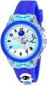 SALINA Astronaut 3D Blue Astronaut Cartoon With Multicolor Light Super Soft Silicone Strap Trendy Analog Watch - For Boys & Girls