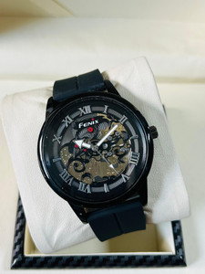 FENlX Men’s Skeleton Dial Analog Watch with Black Strap – Luxury Mechanical Design Analog Watch  - For Men