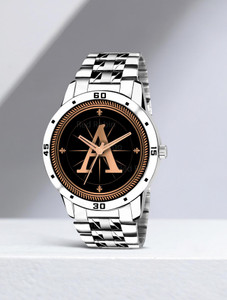 SKOAL ALPHA-A-AVO-SIL-STL Fancy Design Stylish ALPHABET A Dial Silver Leather Strap Men Wrist Watch Analog Watch  - For Boys