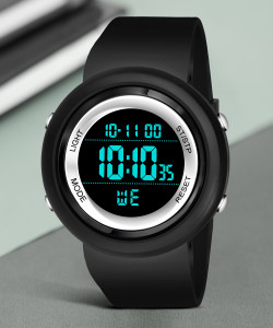 Flozio FL-1013 Wrist Watch Sport Watch Black strap & Water Resist 1260-Silver Digital Watch  - For Men