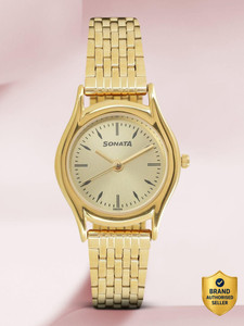 SONATA NP87020YM01 Sonata ESSentials Champagne Dial Gold SS Strap Analog Watch  - For Women