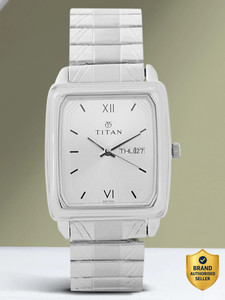 Titan NL1581SM03 Titan With Day & Date Silver Dial Silver Stainless Steel Strap Analog Watch  - For Men