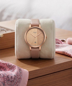 Titan Titan Raga Viva Rose Gold Dial Beige LeatherStrap Analog Watch  - For Women