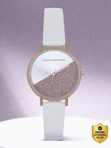 French Connection Women's Analog White Watch | Silver Sunray Round Dial Analog Watch  - For Women