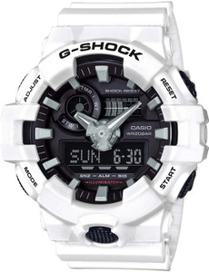 CASIO GA-700-7ADR G-SHOCK GA-700-7ADR Black Dial White Resin Strap Analog-Digital Watch - For Men