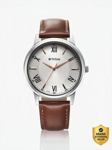 Titan Karishma Silver Dial Brown Leather Strap Watch - Image 6