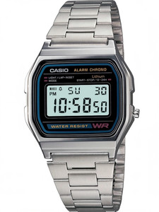 CASIO A-158WA-1DF Vintage A158WA-1DF Black Dial Silver Stainless Steel Band Digital Watch  - For Men & Women