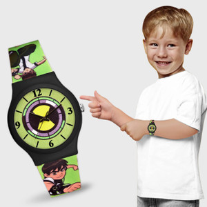 Loretta LT-730 Ben 10 Cartoon Dial with Black & Green Printed Silicone Strap Waterproof Kids Analog Watch  - For Boys