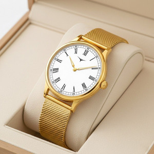 moveflex MF042_Gold Premium Gold Analog Watch for Men | Safar Belt Mesh Strap | Classic Formal Watch Analog Watch  - For Men