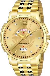 PROVOGUE PGLC-3001 Original Gold Plated Day & Date Functioning For Boys Analog Watch  - For Men