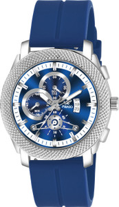 PIRASO 973 2025 SILVER BLUE SILICONE STRAP Piraso Blue Date Dial With Blue Silicone Strap Analog Watch For Men Analog Watch  - For Men
