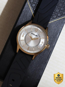 FCUK Éverin EVERIN Men’s Analog Watch Gold Plated Case Black Silicone Strap Analog Watch  - For Men