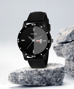 MATRIX DD-66 Black Dial Day & Date Silicone Strap Analog Watch  - For Men