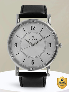 Titan Titan Quartz Silver Dial Black Leather Strap Analog Watch  - For Men