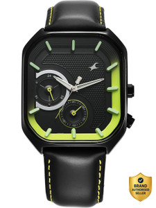 Fastrack Fastrack Groove Groove Multifunction Black Dial Guy's Leather Watch with Lume indices Analog Watch  - For Men