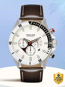 Fastrack NP3072SL01 Fastrack Big Time Chronograph White Dial Brown LeatherStrap Analog Watch  - For Men