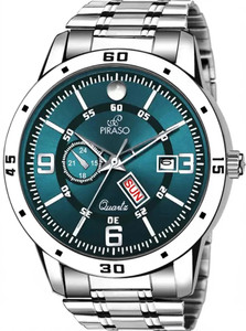 PIRASO D&D F95 BLUE SILVER CHAIN DAY AND DATE WORKING DISPLAY DIAL Analog Watch  - For Men