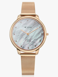 Titan Titan Edge White MOP Dial RoseGold Stainless Steel Strap Analog Watch  - For Women