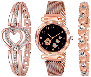 NESTER Movable Round Fancy Gold Girls hand watch with bracelet for women gift Analog Watch  - For Girls