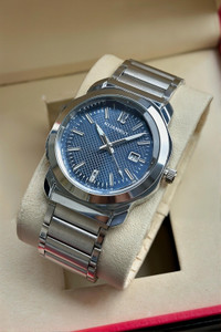 NIJAMRUT AVM33 BLUE Formal Date Display Stainless Steel Chain Adjustable Strap Day & Date Feature Dial | Hexa Case | Stainless Steel Strap Analog Watch - For Men