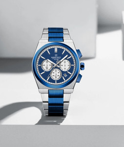NAVIFORCE NF8048G Blue and silver steel strap with working chronograph Analog Watch - For Men