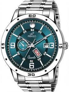 PIRASO D&D F95 BLUE SILVER CHAIN DAY AND DATE WORKING DISPLAY DIAL Analog Watch  - For Men