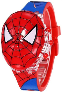 GLENVIT-X Spider-Man Digital Kids Watch, Red and Blue Band, LED Display Musical sound Digital Watch - For Boys