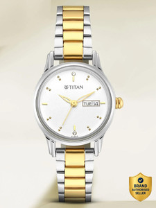 Titan Titan Lagan White Dial Silver & Gold MetalStrap Analog Watch  - For Women