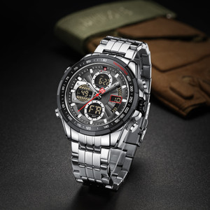 NAVIFORCE 9197 Stylish Chronograph premium multifunctional stainless steel silver black Analog-Digital Watch  - For Men