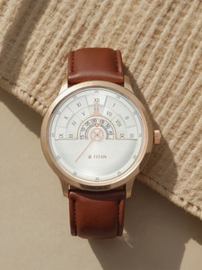 Titan NQ1828QL02 Titan Grandmaster White Dial Maroon Leather Strap Analog Watch  - For Men