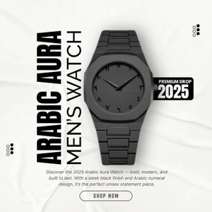 AURAWATCH Black Arabic Dial Men's Watch - Image 6