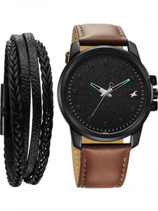 Fastrack Fastrack Pulse Black Dial Tan Leather Strap Analog Watch  - For Men