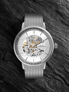 French Connection Men's Silver Automatic Watch | Silver Sunray See Through Dial Analog Watch  - For Men