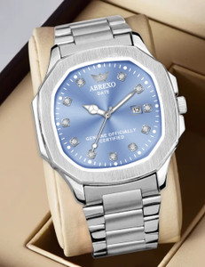 ABREXO Nautilus Date Working Square Sapphire Blue Dial Silver Quartz Mechanism Watch Analog Watch  - For Men