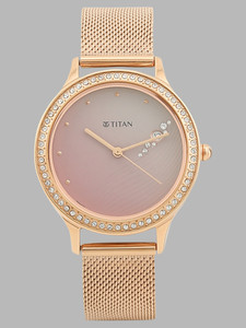 Titan Titan Ladies Purple Glam It Up Phase 2 Titan Purple Glam It Up Pink Dial Rose Gold Stainless Steel Strap Analog Watch  - For Women