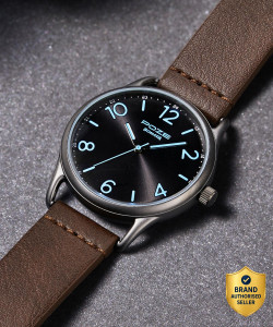 SONATA Poze Black Dial Brown Strap Analog Watch - Image 6