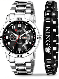 Piaoma Day And Date Functioning High Quality Combo Of King Printed Bracelet Analog Watch  - For Men
