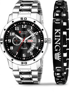 Piaoma Day And Date Functioning High Quality Combo Of King Printed Bracelet Analog Watch - For Men