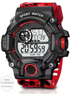 Flozio Wrist Watch Sport Watch with Red Strap & Water Resist G-90 Digital Watch - For Boys & Girls