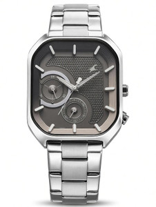 Fastrack Fastrack Groove Groove Multifunction Anthracite Dial Metal Strap Guy's with Lume indices Analog Watch  - For Men